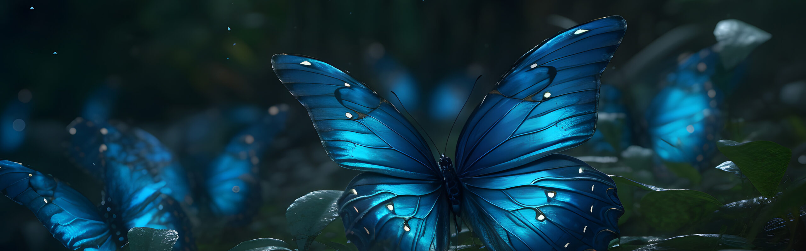 Blue Morpho Butterflies. Neural Network Ai Generated